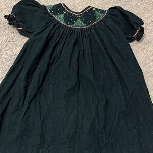 Petit Ami Black Dress wiith Christmas tree  smocking